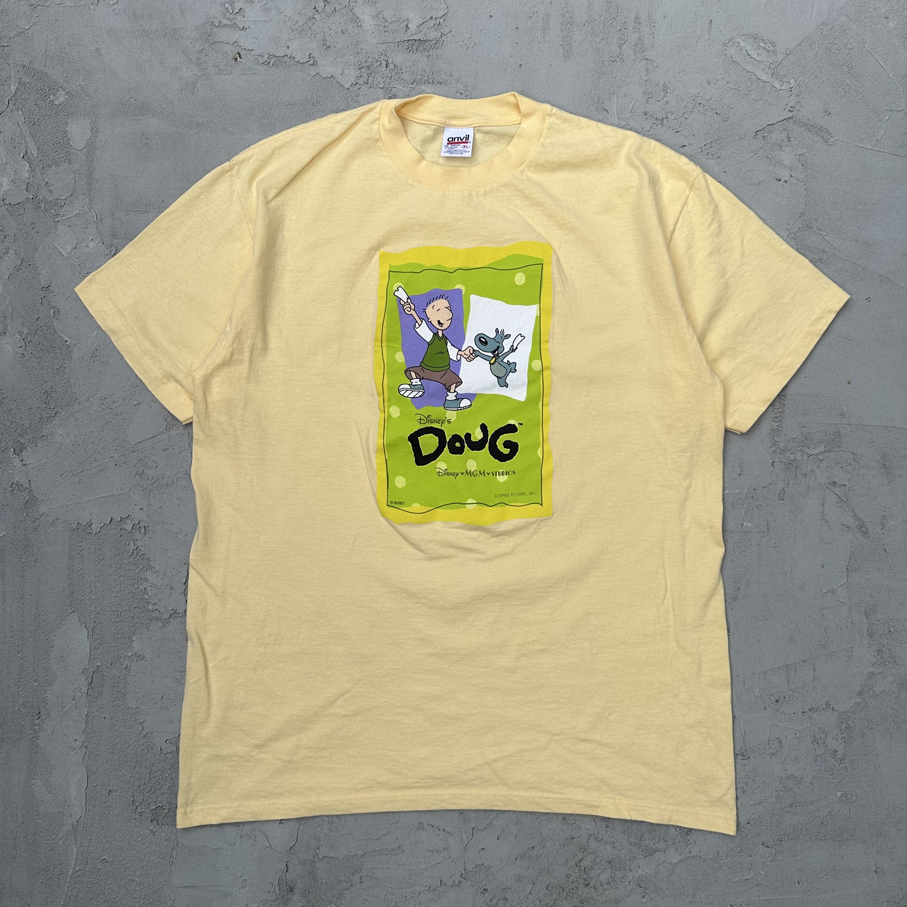 image of Vintage Single Stitch Disney Doug Funnie Anvil T Shirt in Yellow, Men's (Size XL)