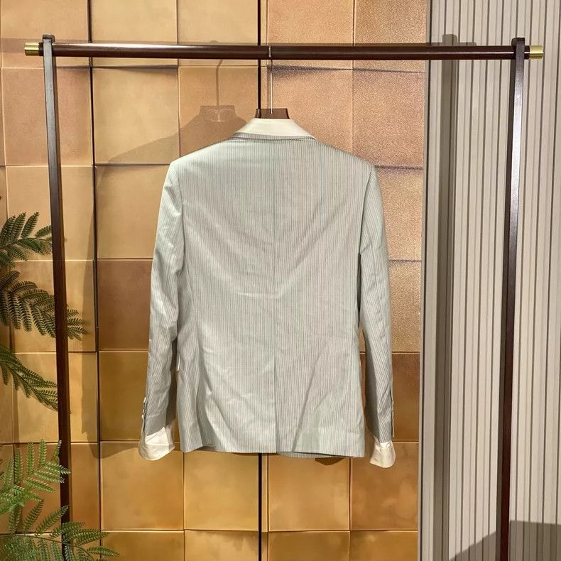 Dior Dior Silk collar show thin stripe double collar wool suit 2 Size 46R - 2 Thumbnail