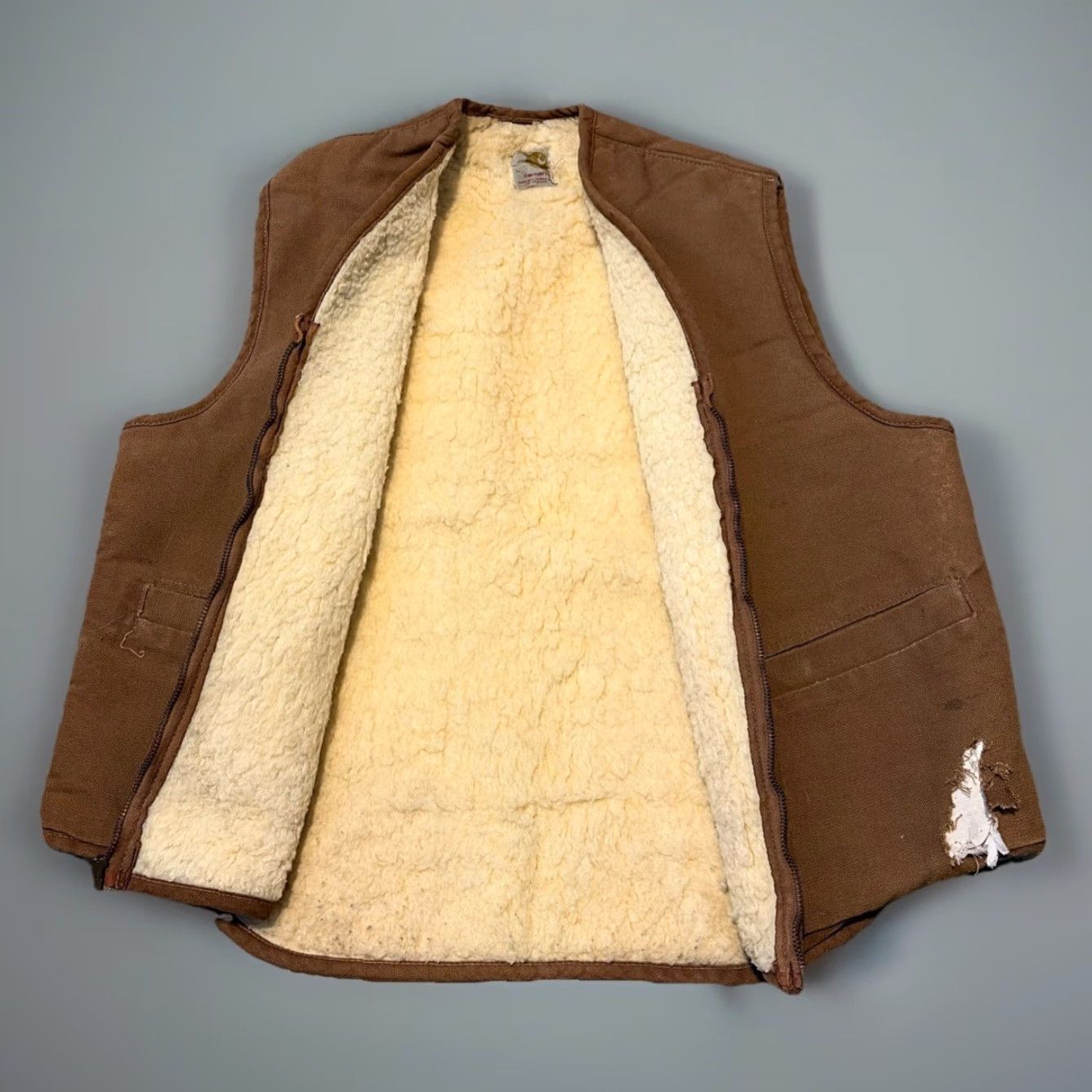 Carhartt VINTAGE Carhartt Brown Canvas Sherpa Lined Vest Large Mens 80s Brown Canvas Vest L Size US L / EU 52-54 / 3 - 3 Thumbnail