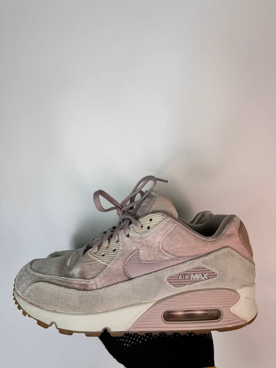 Nike × Vintage Nike Womens Air Max 90 Pink Gray Velvet Sneakers Shoes Size US 8 / IT 38 - 2 Thumbnail