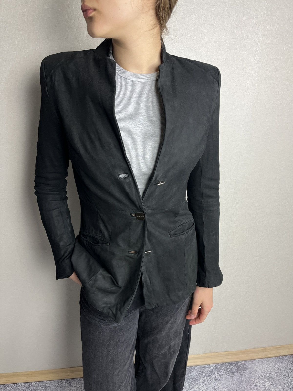 Bottega Veneta Bottega Veneta Women’s Blazer Black Leather Jacket Rare Size M / US 6-8 / IT 42-44 - 2 Thumbnail