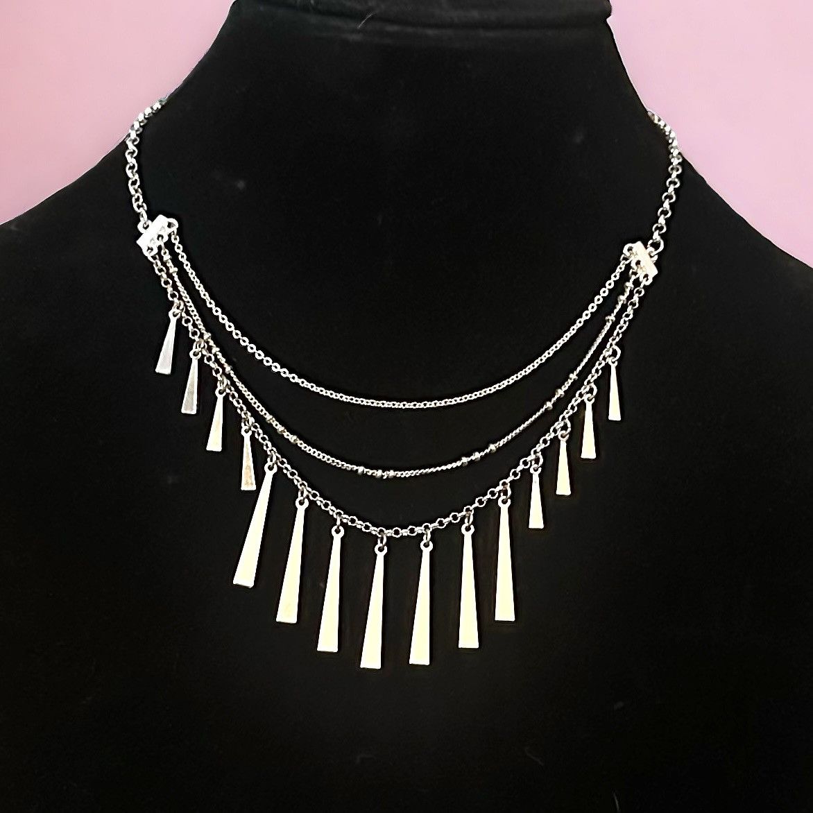 Other Silver tone three layer fringe necklace Size ONE SIZE - 1 Thumbnail
