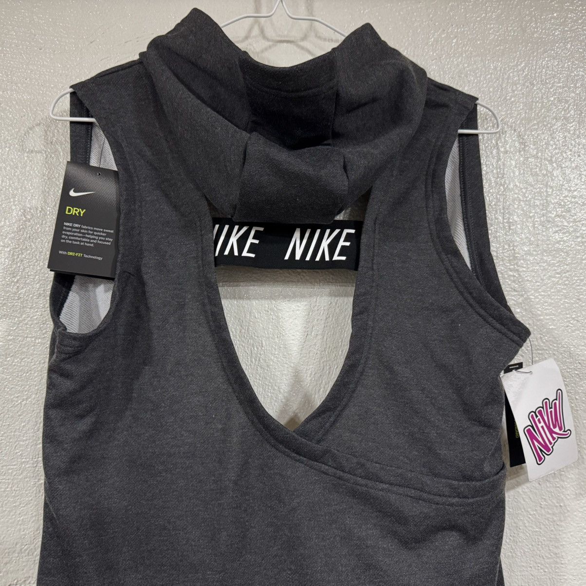 Nike Nike Girls Youth Tie Hoodie Vest AR0445-010 Size Med Gray Size M / US 6-8 / IT 42-44 - 10 Thumbnail