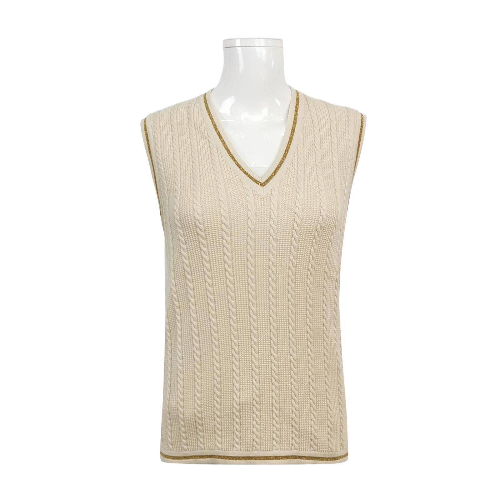 Gucci Gucci Cable Knit V-Neck Vest Size XS Size XS / US 0-2 / IT 36-38 - 1 Thumbnail