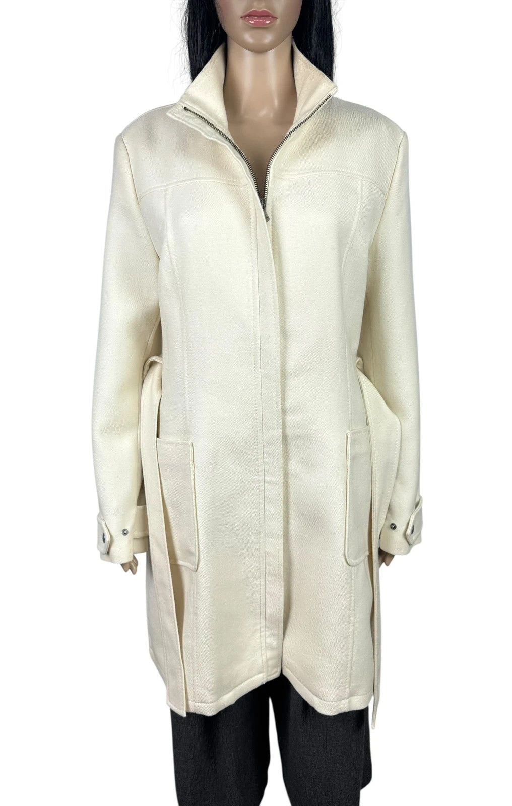 Gianfranco Ferre GF Ferre Wool Long Coat Belted Ivory size M Size M / US 6-8 / IT 42-44 - 12 Thumbnail