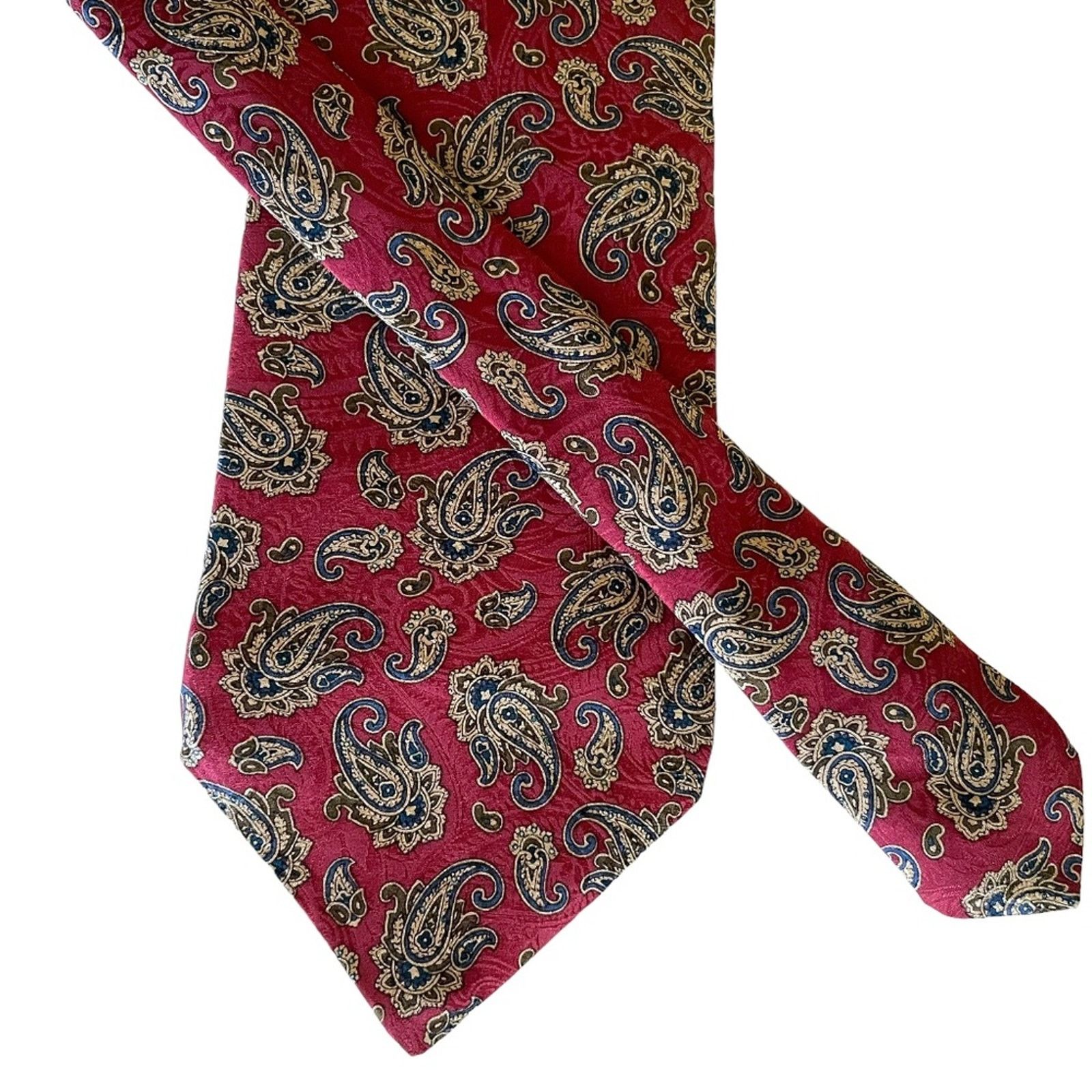 Liberty × Vintage Vintage Liberty of London Red Paisley Woven Silk Necktie Tie Size ONE SIZE - 3 Thumbnail