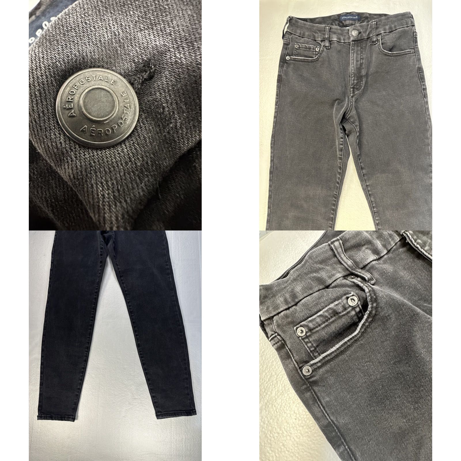 Vintage Aéropostale Jeans Womens 10 Regular Black High Rise Jegging Distressed Skinny Denim Shirt? Size 32" / US 10 / IT 46 - 8 Thumbnail