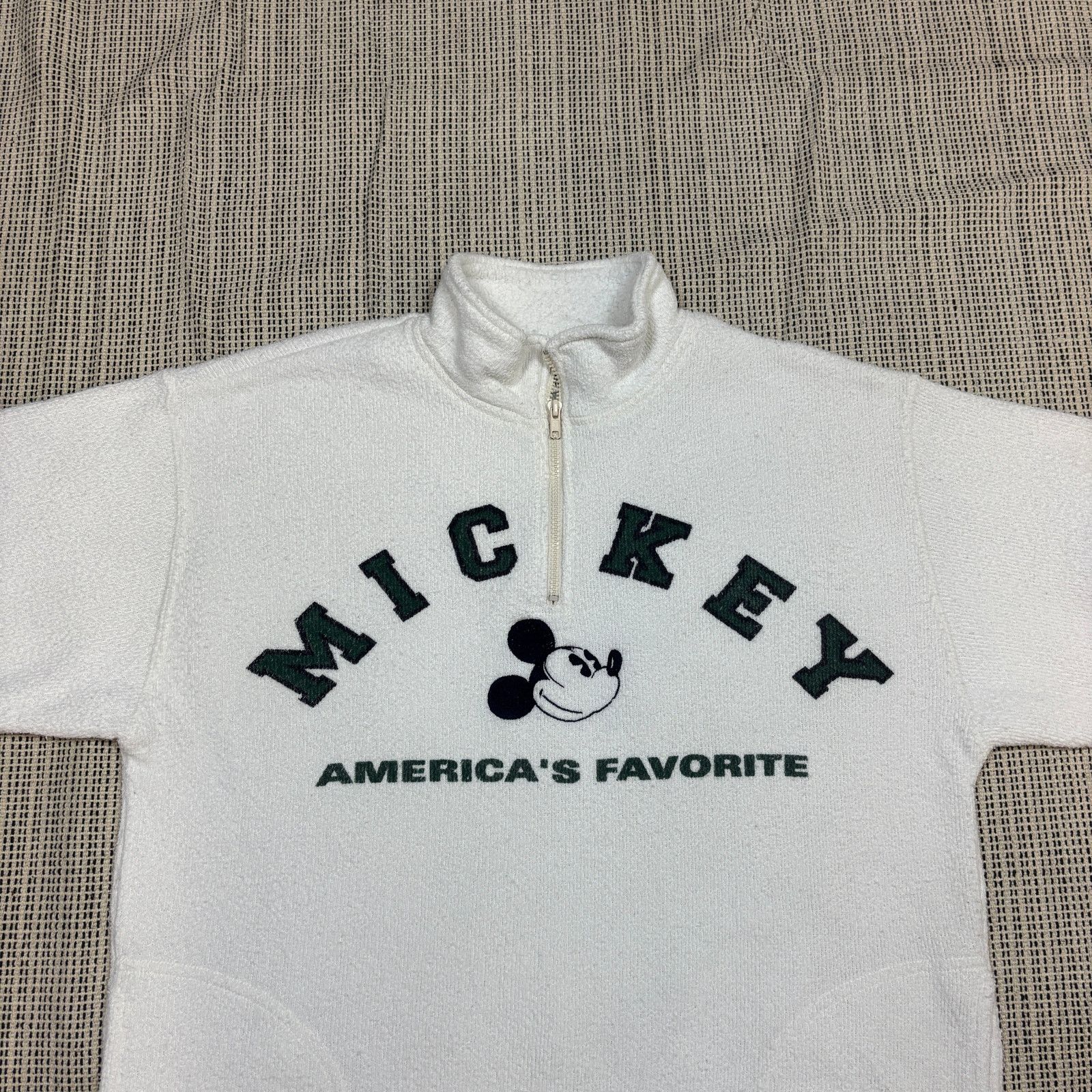 Disney × Vintage VTG 90s Disney Mickey America's Favorite 1/4 Zip Pullover L Size US L / EU 52-54 / 3 - 2 Thumbnail