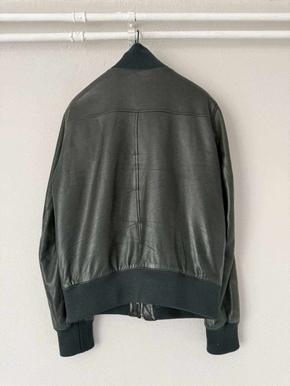 Gucci Green Leather Bomber Jacket with Ribbed Trim Size US M / EU 48-50 / 2 - 6 Thumbnail