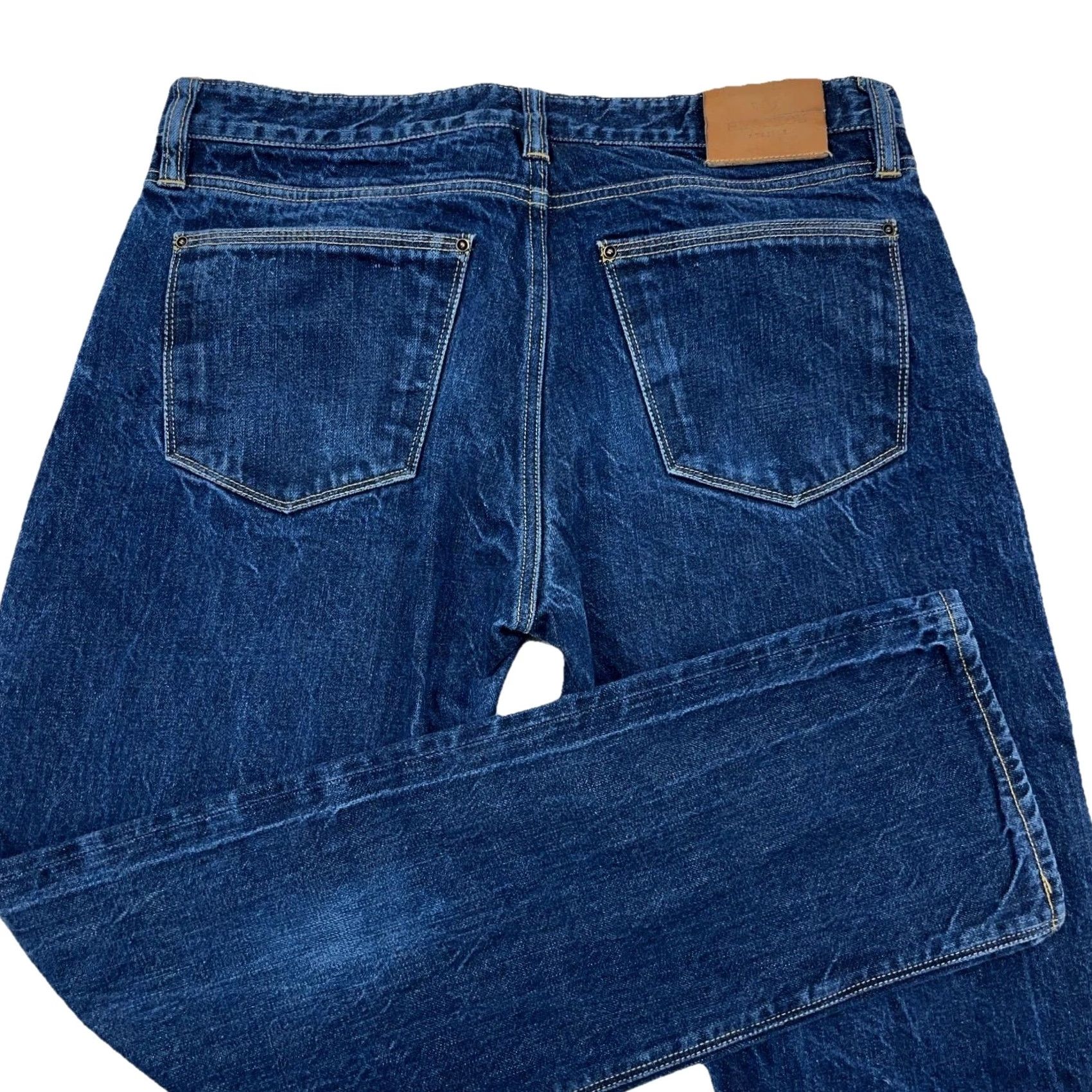 Vintage Shockoe Atelier Jeans Men 33x28 Slim Straight Denim Button Fly Dark Blue Wearable Vintage: No? (Note: This is a placeholder) Size US 33 - 3 Thumbnail