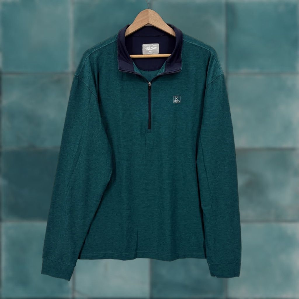 Logo 7 Straight Down Mens 2XL Green Quarter Zip Pullover Golf Logo Stretch Performance Hoodie Shirt Size US XXL / EU 58 / 5 - 1 Thumbnail