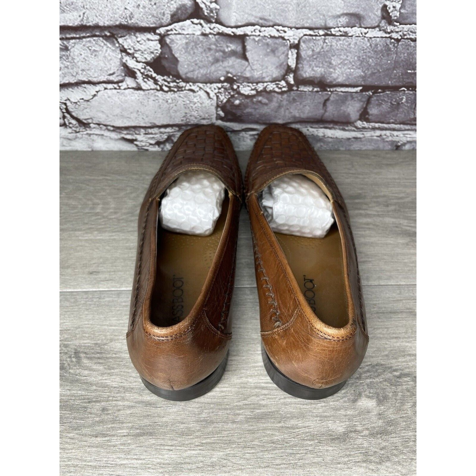 Other Brass Boot Brown Leather Basket Weave Loafers Dress Shoes Me Size US 10 / EU 43 - 6 Thumbnail