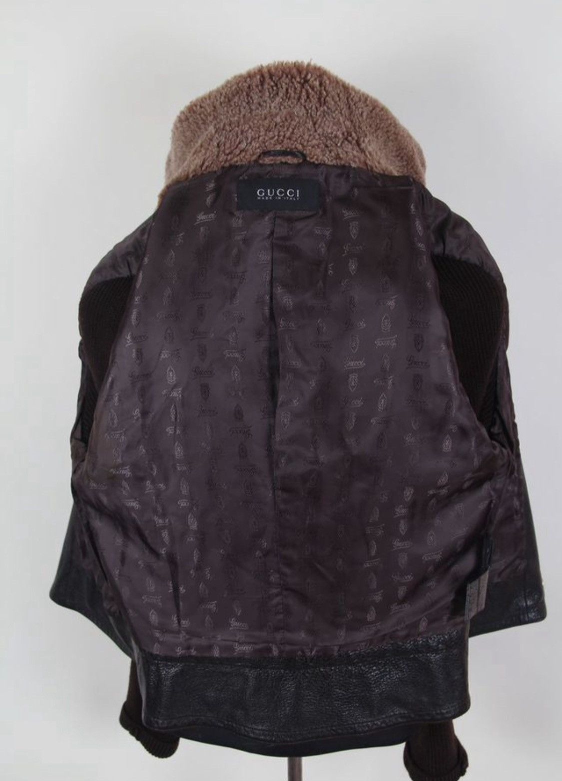Gucci Gucci Double-Breasted Leather Fur Detail Wool Sleeve Jacket Size US L / EU 52-54 / 3 - 5 Thumbnail