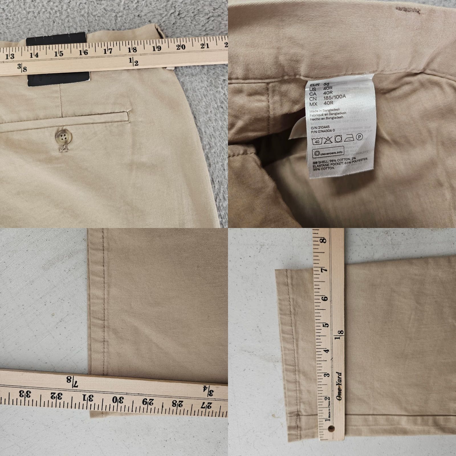 H&M H&M Pants Slim Fit Chino 40x31 Brown Cotton Stretch Casual Preppy Mens Regular 40x31 Slant Pockets Belt Loops Straight Leg Indoor/Outdoors Size US 40 / EU 56 - 8 Thumbnail