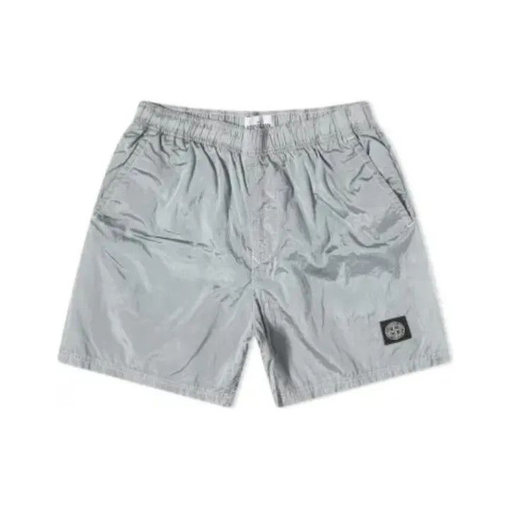 Stone Island Gray Logo Elastic Casual Shorts