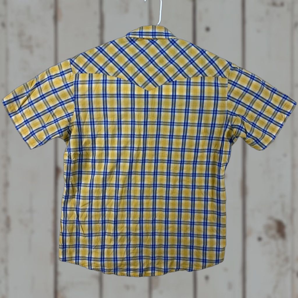 Wrangler VINTAGE Wrangler Cowboy Western Short Sleeve Pearl Snap Yellow Striped Shirt Mens Size L Size US L / EU 52-54 / 3 - 1 Thumbnail