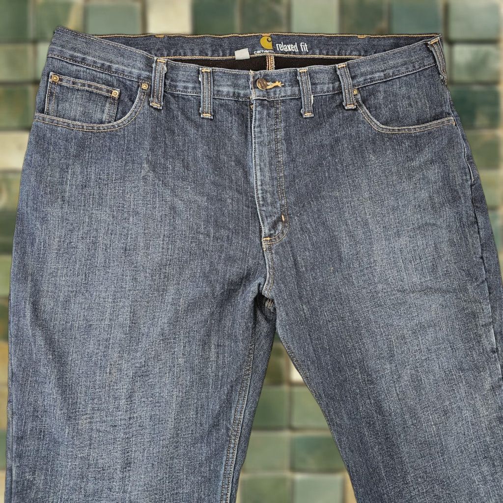 Carhartt Carhartt Jeans Mens 44x30 Blue Relaxed Fit Fleece Lined Warm Denim Workwear Jeans Mens Blue Size US 44 / EU 60 - 1 Thumbnail