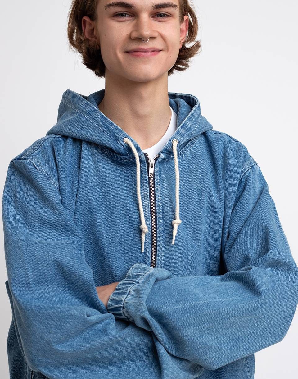 Stussy Denim Hooded Zip Work Jacket Size US XXL / EU 58 / 5 - 2 Thumbnail
