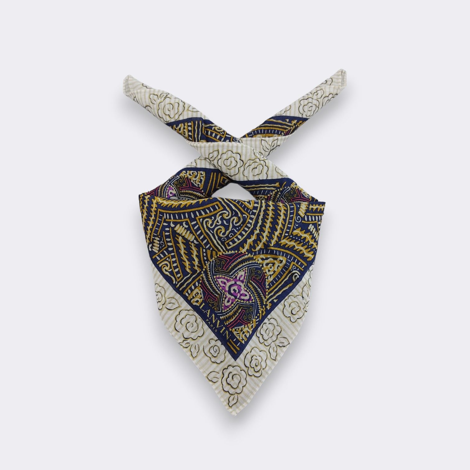 Lanvin Vintage Lanvin Paris Kaleidoscope Rose Cotton Handkerchief Size ONE SIZE - 2 Thumbnail