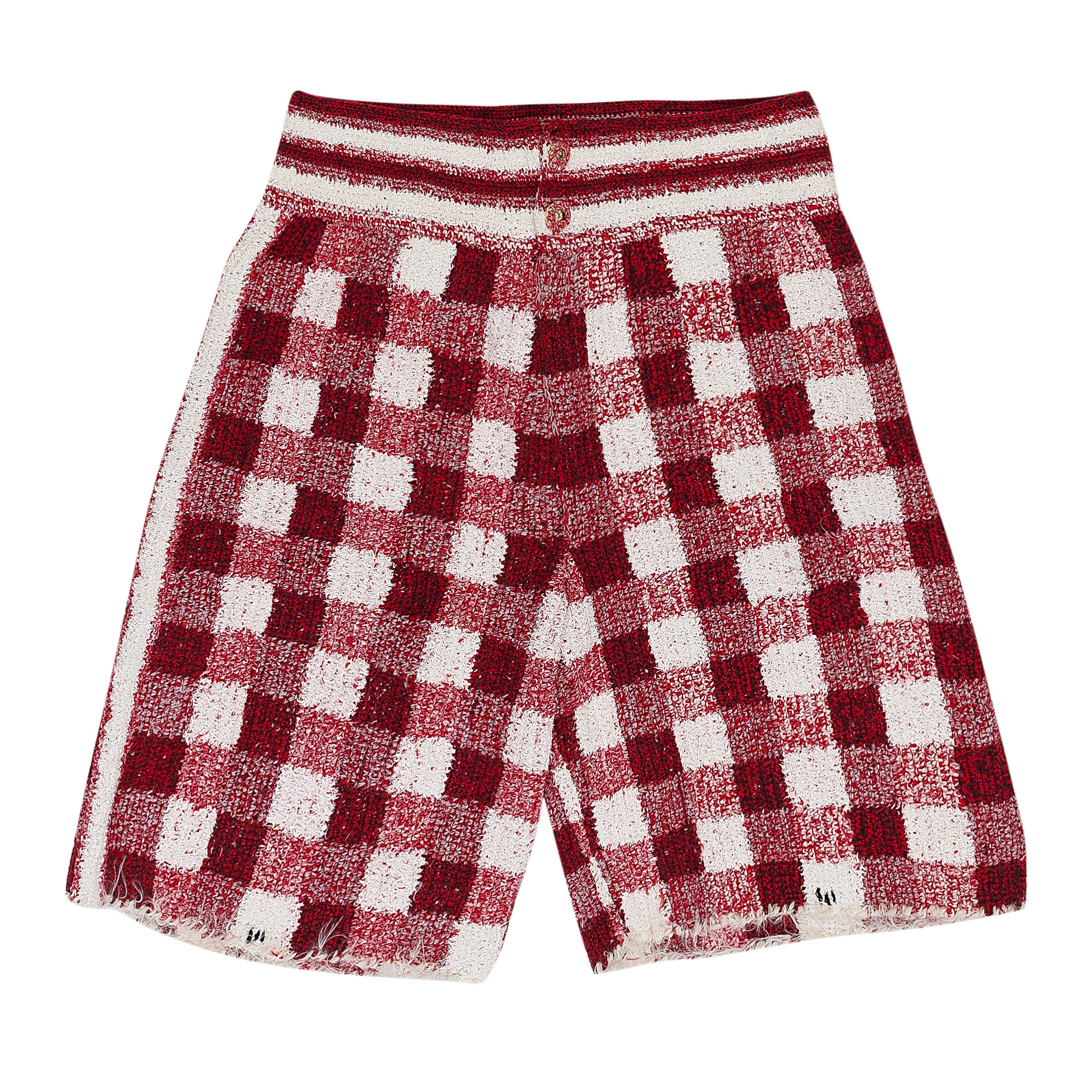 Judy Turner RED/WHITE DEAN HAND CROCHET SHORTS SIZE L