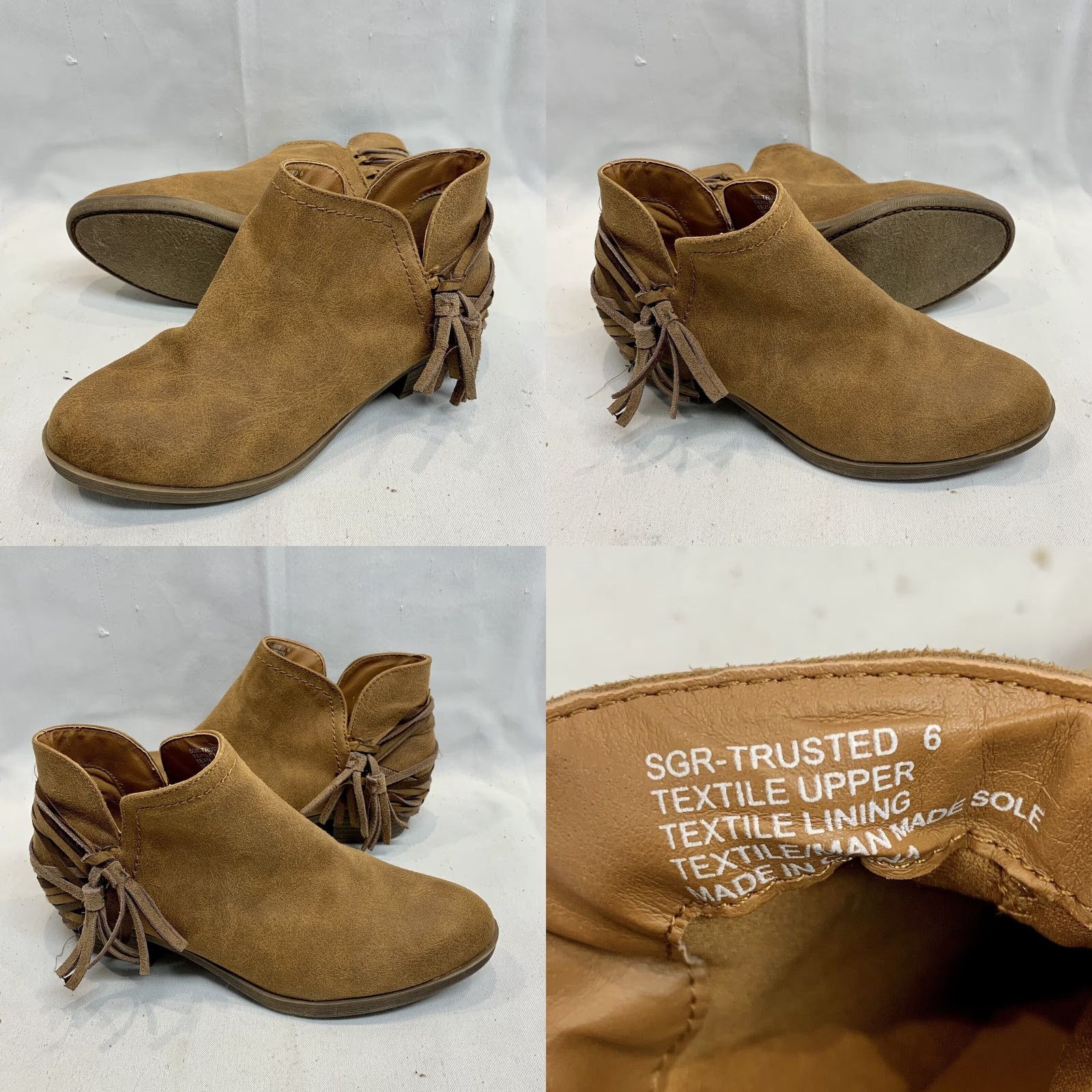 Sugar Sugar Boots Boots Women's 6 Ankle Boots Dark Camel Textile Tassels SGR-Trusted Boho-chic Tasseled Shoe Size 6 Womens Size US 6 / IT 36 - 8 Thumbnail