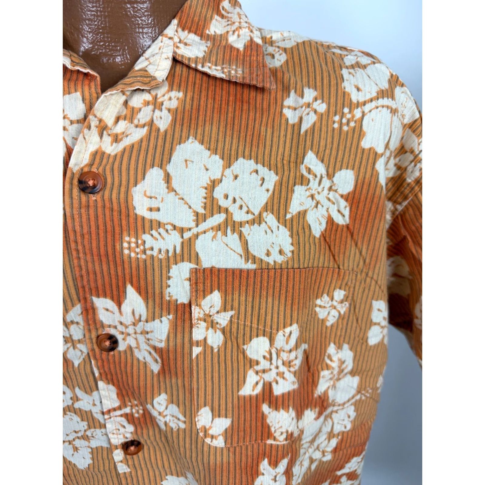 Vintage VINTAGE No Boundaries Shirt Men L Orange Floral Hawaiian 90s 2000s Patch Pockets Short Sleeve Button-Up Collared Beach Hipster Casual Travel Size US L / EU 52-54 / 3 - 2 Thumbnail
