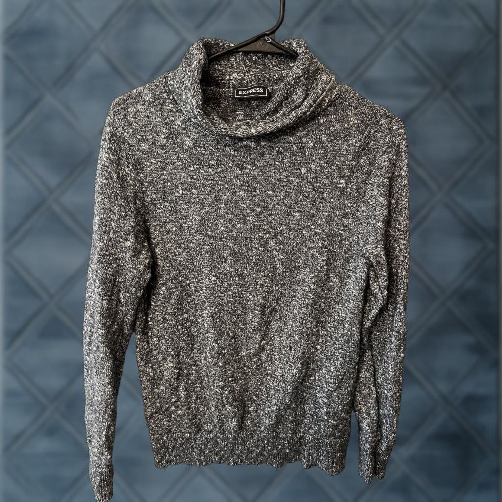 Express Express Women's Sweater, Cowl Neck, XS, Gray, Pullover, Size XS, Regular, 60s? Size XS / US 0-2 / IT 36-38 - 1 Thumbnail