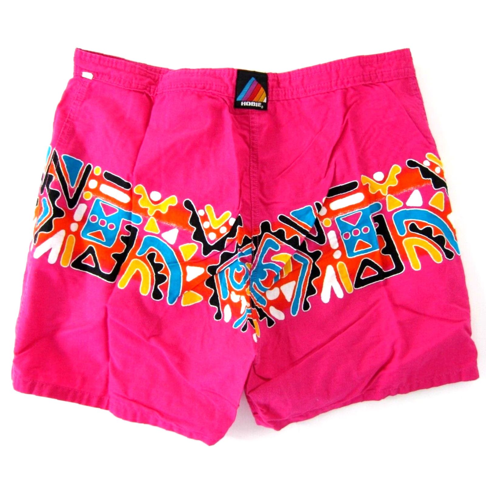 Vintage VINTAGE Hobie Board Short Women M Pink White Orange Black Blue Yellow 100% Cotton Batik Pocket 70s 80s 90s Womens Size 32" / US 10 / IT 46 - 2 Thumbnail