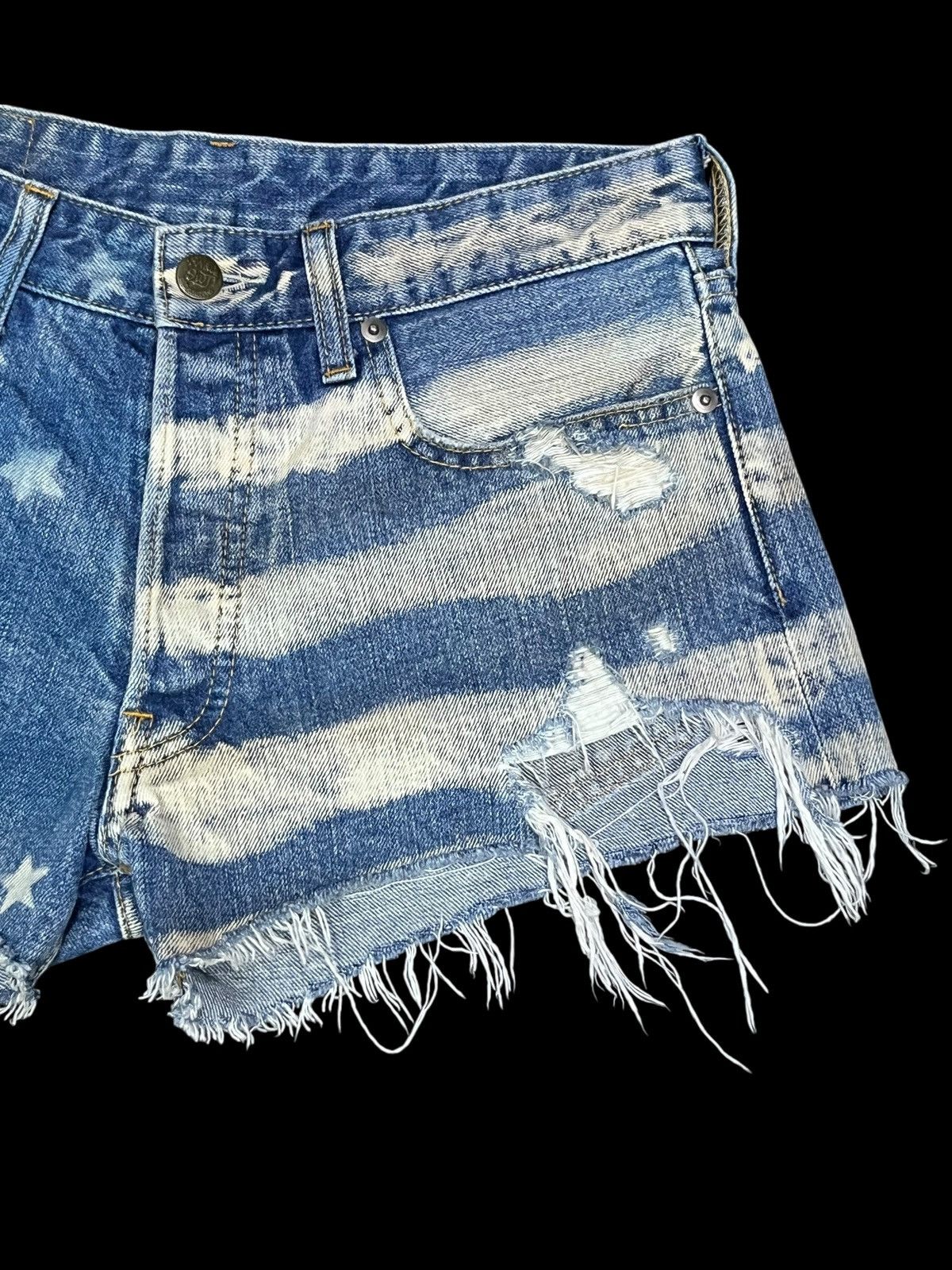 Hypebeast RNA USA Flag Distressed Denim Shorts - Stars & Stripes Size 28" / US 6 / IT 42 - 4 Thumbnail
