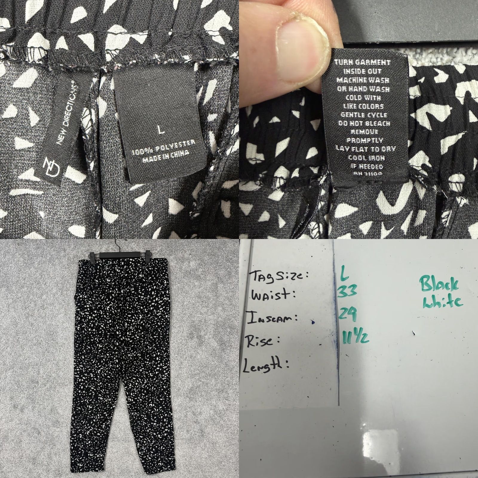Vintage New Directions Pants Womens L Black Geometric Print Jogger Pull On Pockets Casual Card (Note: ensure not adding new info) Size 36" / US 14 / IT 50 - 8 Thumbnail