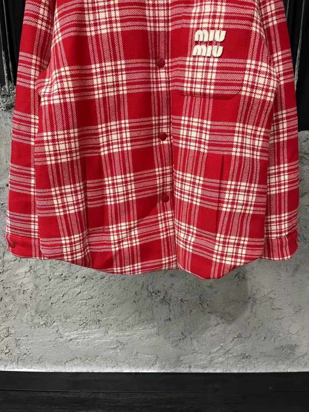 Miu Miu MiuMiu Red Plaid Patch Pocket Cotton Coat Size US M / EU 48-50 / 2 - 4 Thumbnail