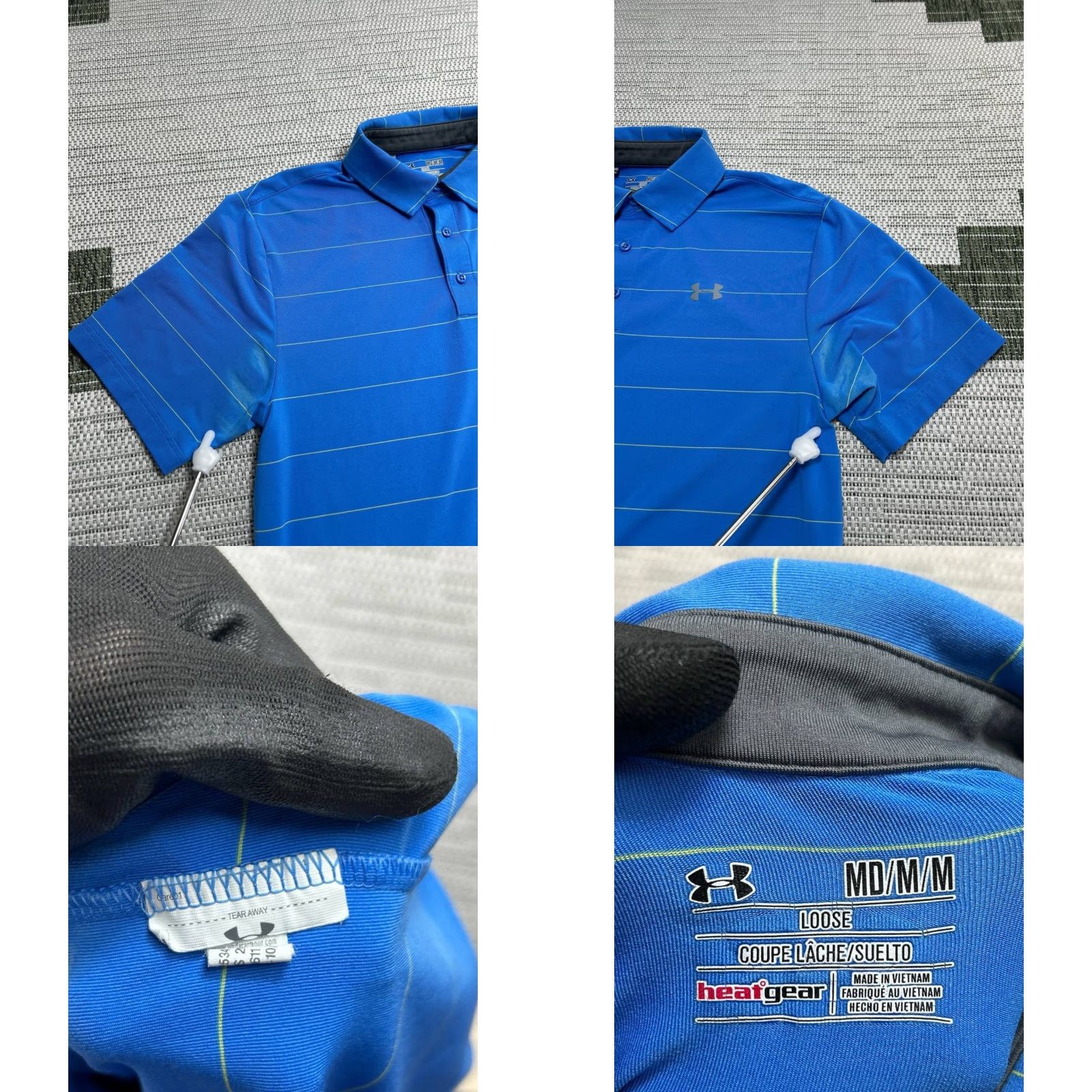 Under Armour Under Armour Playoff Polo Shirt Mens M Blue Striped Golf Short Sleeve Loose Fit Heatgear Polo Size US M / EU 48-50 / 2 - 8 Thumbnail