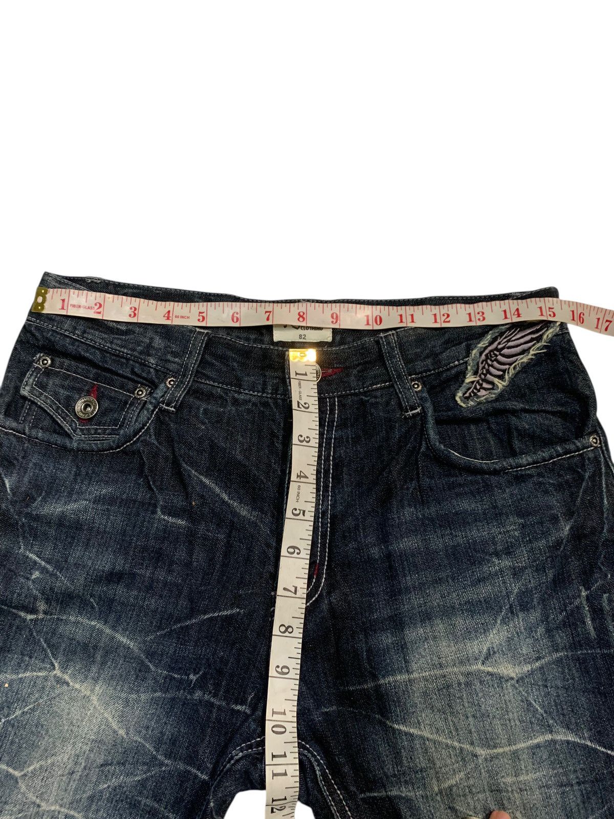 Tornado Mart FLARE💥NYLAUS JEANS RUSTY PUNK STYLE DISTRESSED DENIM Size US 31 - 20 Thumbnail