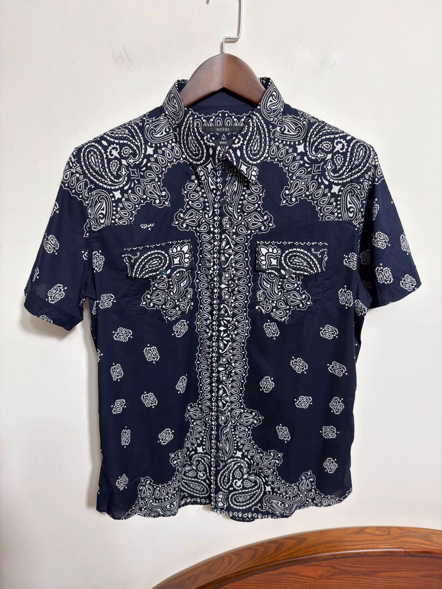 Gucci Gucci Navy Paisley Print Short-Sleeve Shirt 44 Size US S / EU 44-46 / 1 - 1 Thumbnail