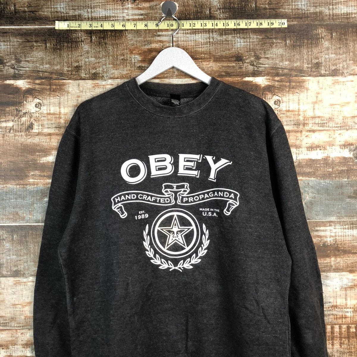Japanese Brand Obey vintage Grey faded Sweatshirt #A2518 Size US M / EU 48-50 / 2 - 2 Thumbnail