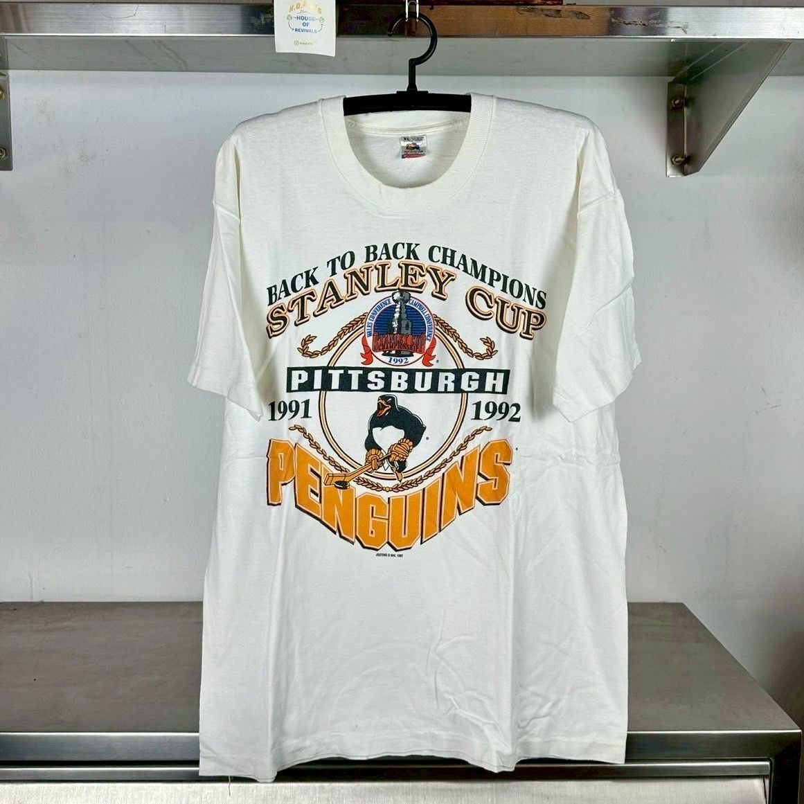 Fruit Of The Loom × NHL × Vintage 1992 Pittsburgh Penguins Back to Back Champions NHL Tee Size US XL / EU 56 / 4 - 1 Thumbnail