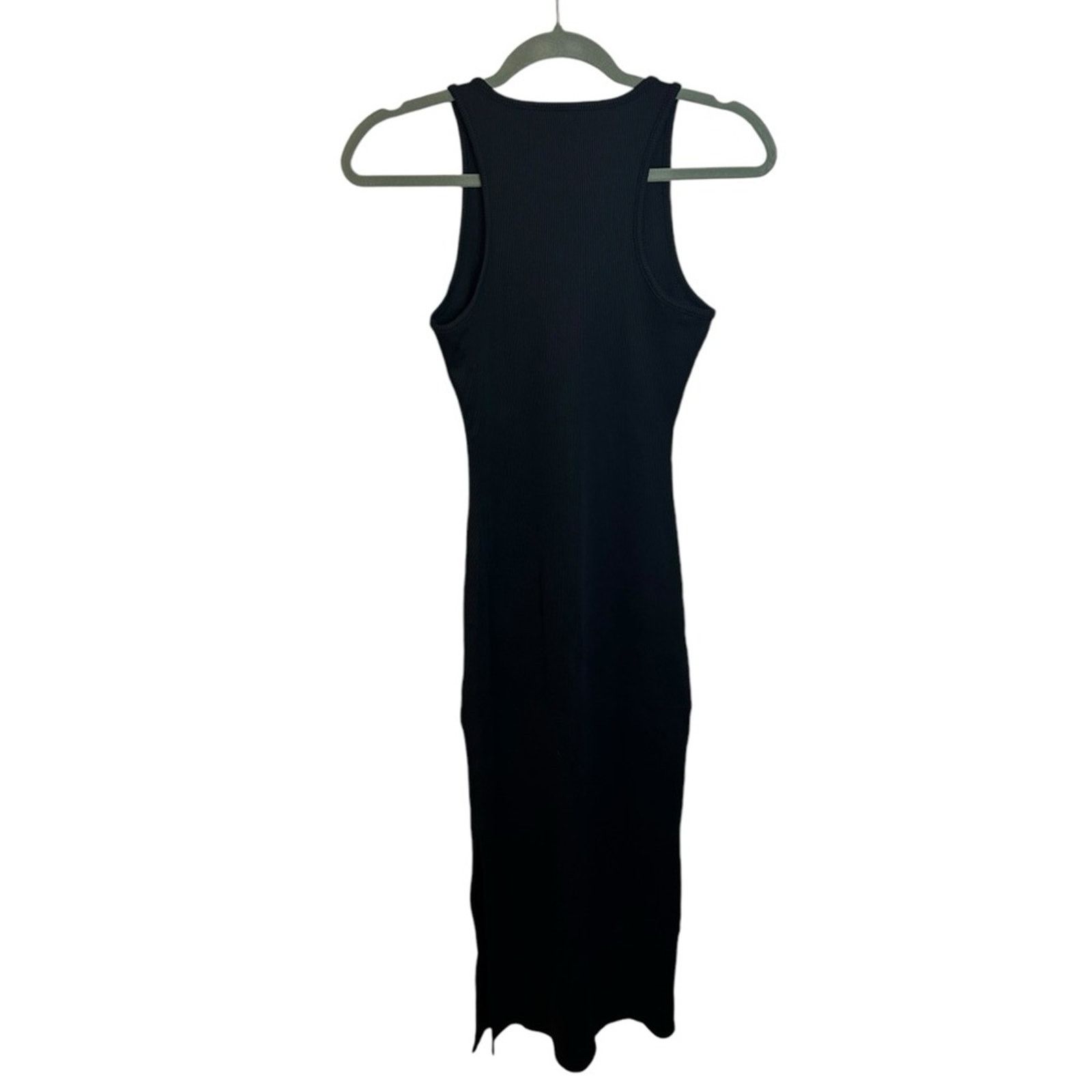 White House Black Market WHBM Forme Scoop Neck Black Ribbed Maxi Dress Size XS / US 0-2 / IT 36-38 - 2 Thumbnail