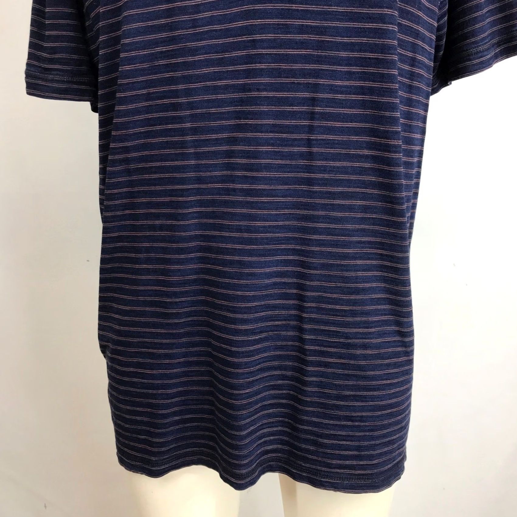 Vintage LIVERPOOL Los Angeles Mens Large Striped Henley Shirt Short Sleeve Navy Red Size US L / EU 52-54 / 3 - 3 Thumbnail