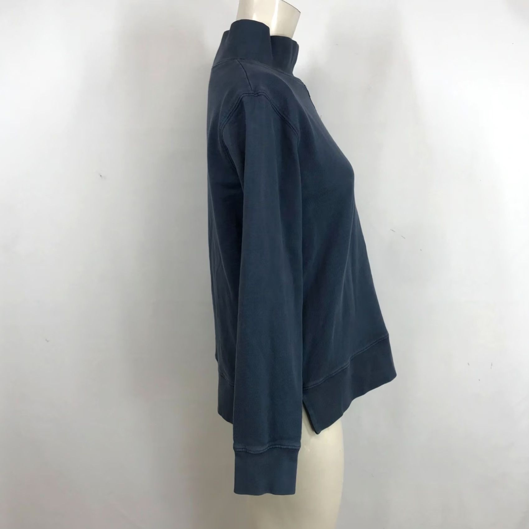 Marine Layer MARINE LAYER WOMEN'S SMALL BLUE LONG SLEEVE COTTON TOP SHIRT MOCK COLLAR Size S / US 4 / IT 40 - 4 Thumbnail