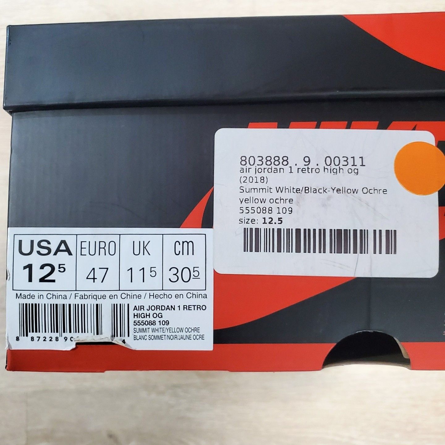 Jordan Brand × Nike Size 12.5 Jordan 1 High Best Hand In Game Yellow Ochre 2018 Size US 12.5 / EU 45-46 - 11 Thumbnail