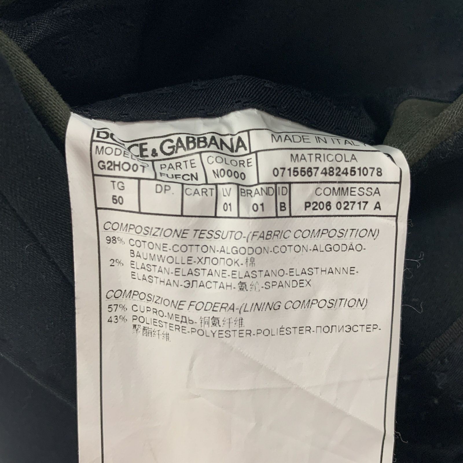 Dolce & Gabbana Size 40 Black Cotton Blend Notch Lapel Sport Coat Size 40R - 6 Thumbnail