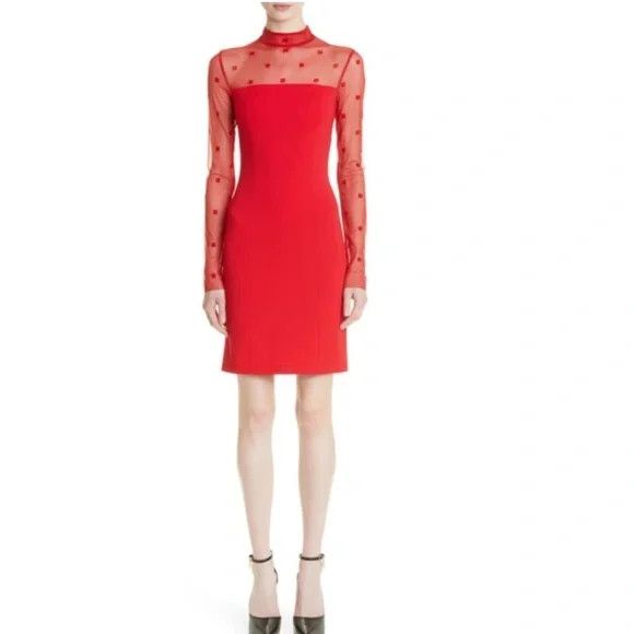 Givenchy GIVENCHY MOCK NECK TUBINO VERMILLION DRESS - NEW WITH TAGS Size XXS / US 00 / IT 34 - 6 Thumbnail