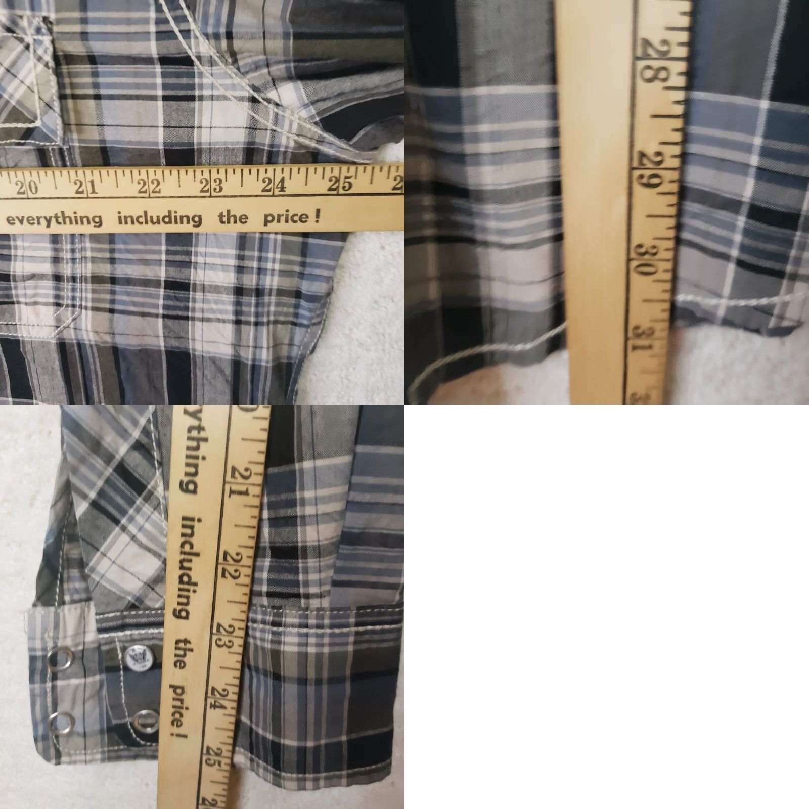 47 Rock 47 Shirt Mens XXL 2XL Long Sleeve Pearl Snap Plaid Gray Black Size US XXL / EU 58 / 5 - 9 Thumbnail