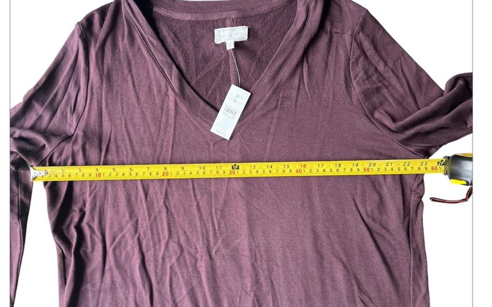 Designer Lou & Grey Long Sleeve Burgundy Top Sz L Size L / US 10 / IT 46 - 2 Thumbnail