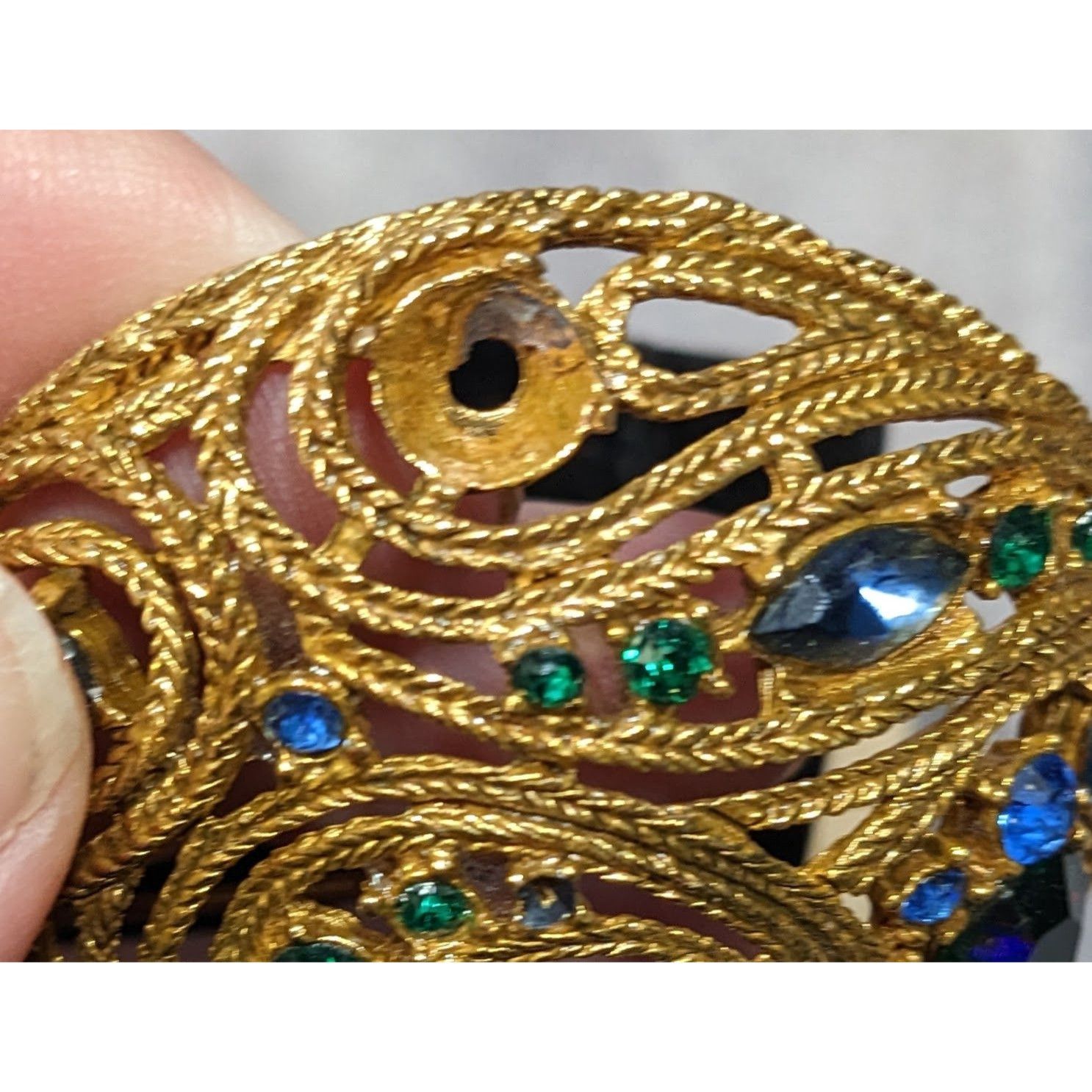 Other Vintage Glam Gold Tone Brooch With Blue And Green Gems Size ONE SIZE - 8 Thumbnail
