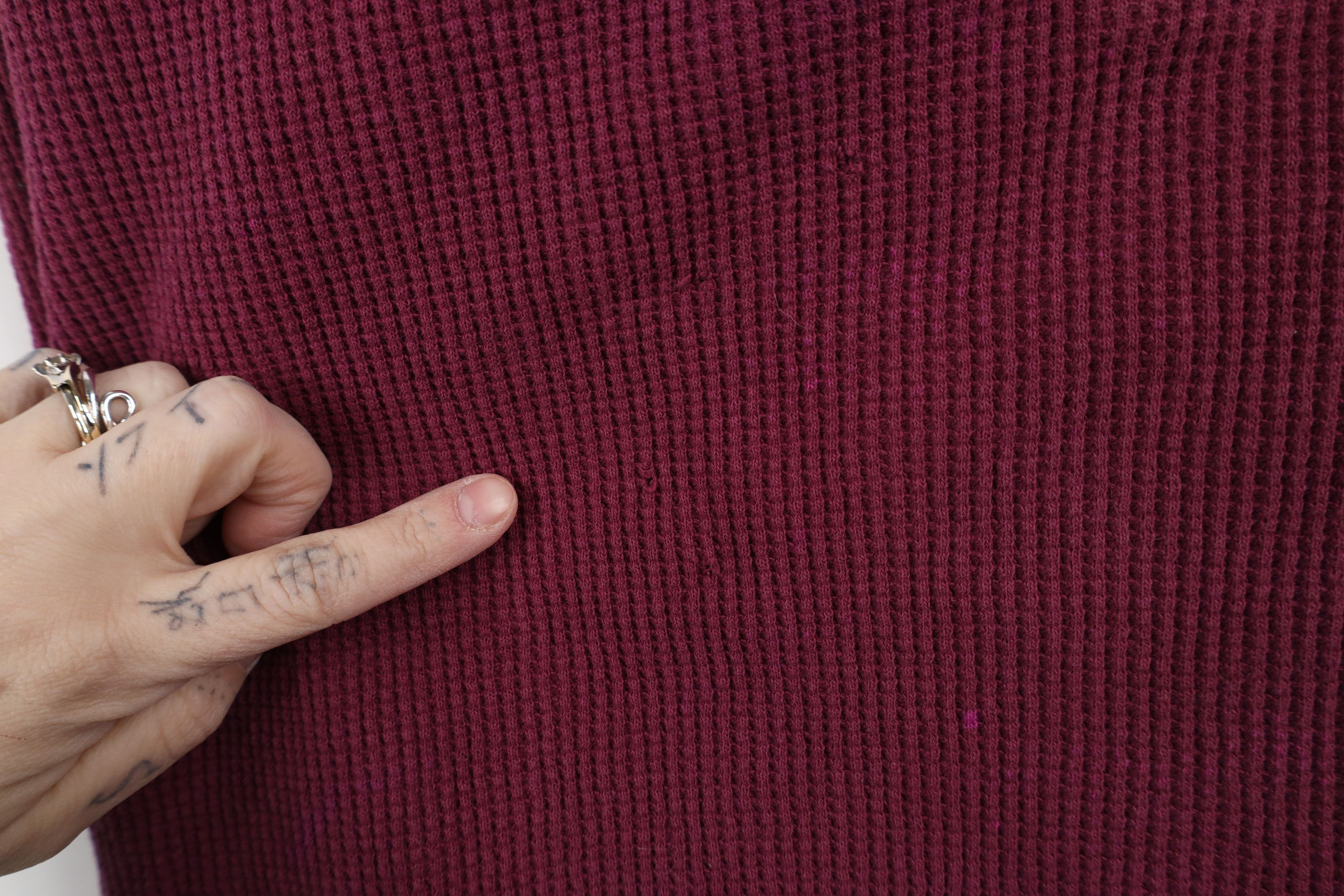 Vintage Vintage 90s Streetwear Waffle Knit Henley T-Shirt Red Size XL / US 12-14 / IT 48-50 - 6 Thumbnail