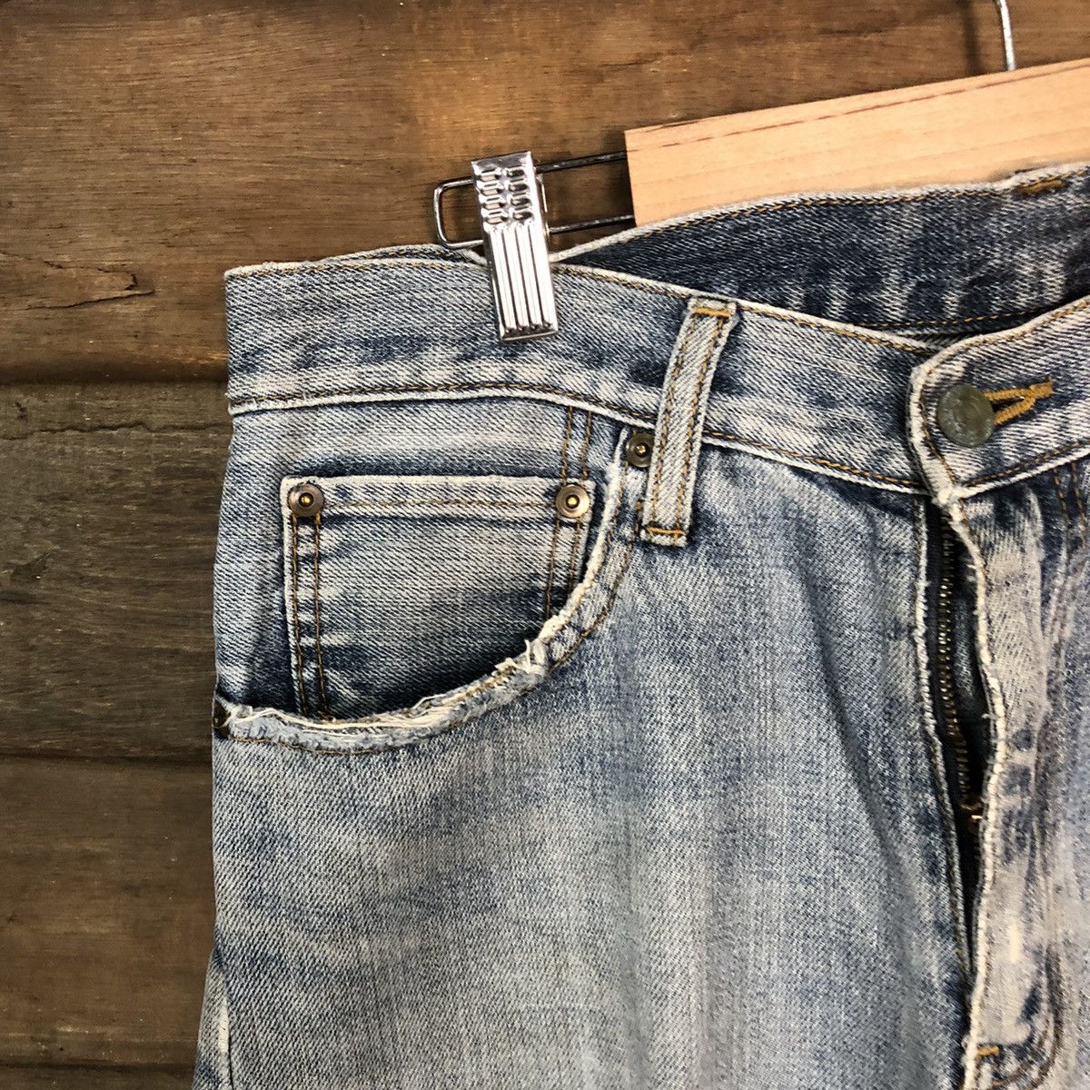 Japanese Brand Ring Denim vintage Blue Distressed ripped Denim Pants #7386 Size US 30 / EU 46 - 4 Thumbnail