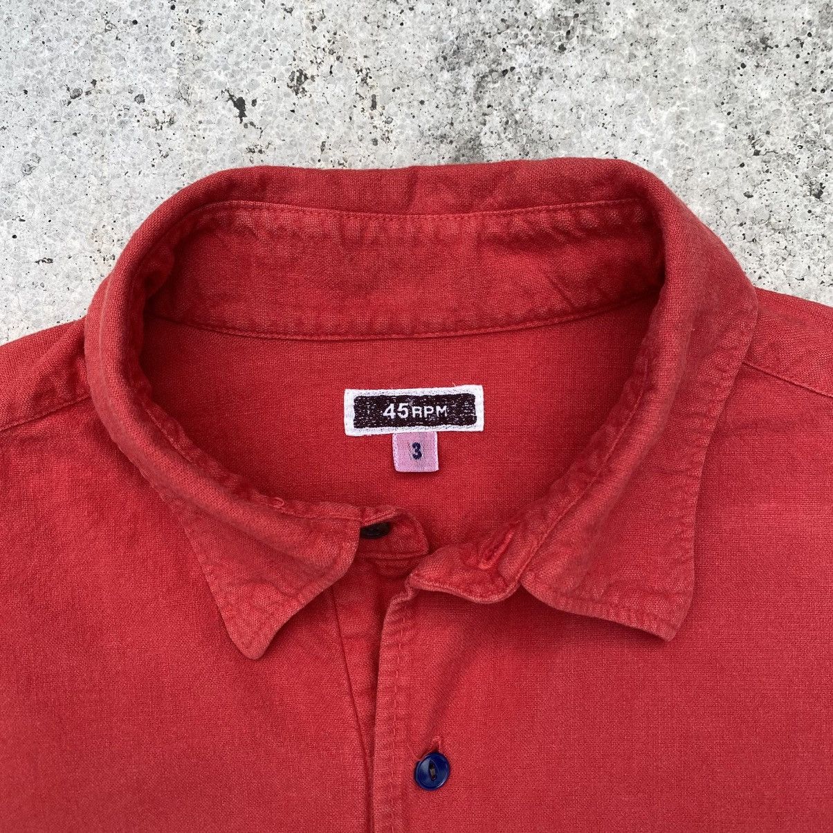 45rpm 45RPM Vintage Brick Orange Half Button-Up LS Polo Tee Size US M / EU 48-50 / 2 - 4 Thumbnail