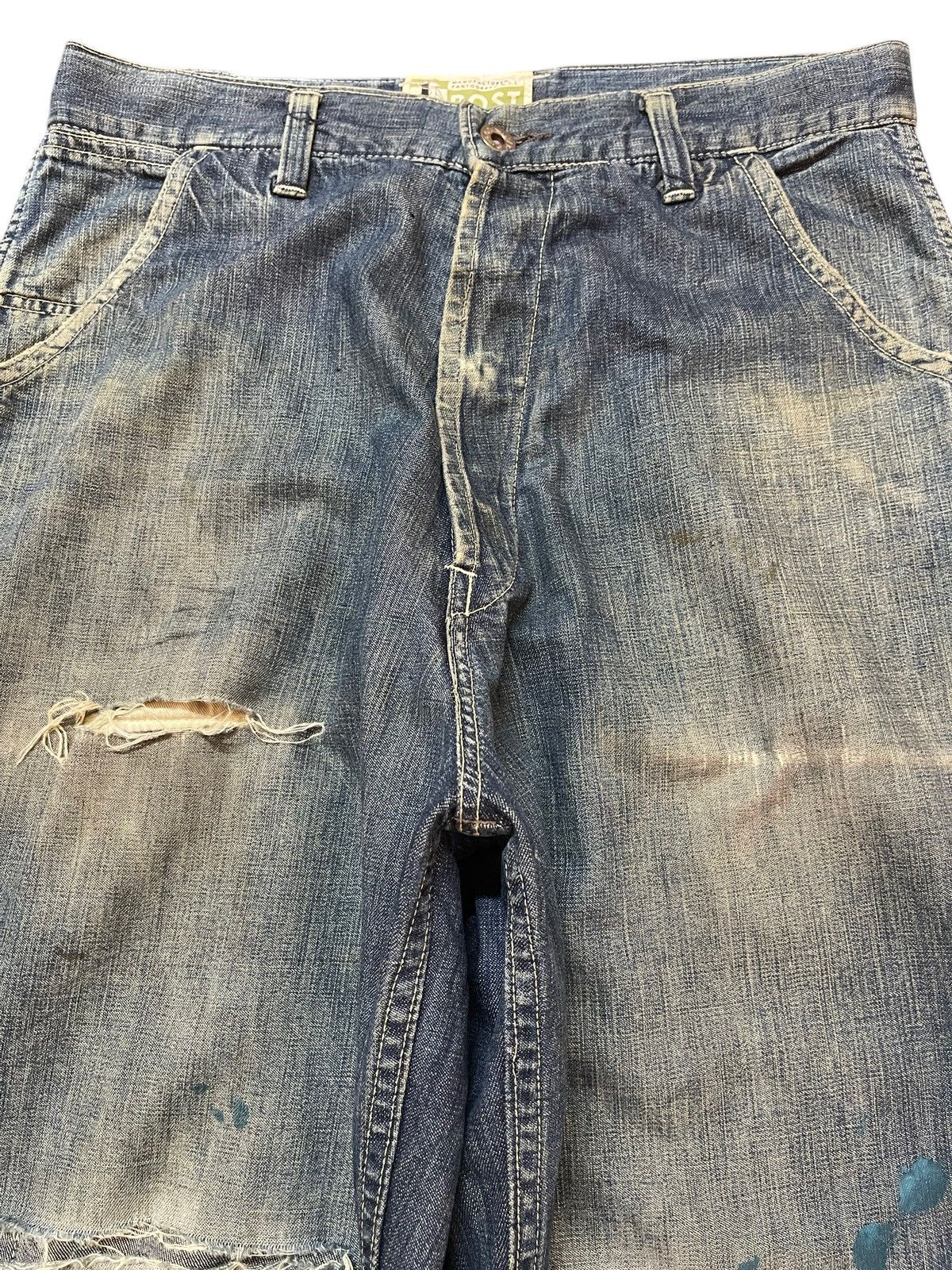 Post Overalls Vintage Japan Post Overall Mud Wash Style Ripped Baggy Jeans Size US 30 / EU 46 - 3 Thumbnail