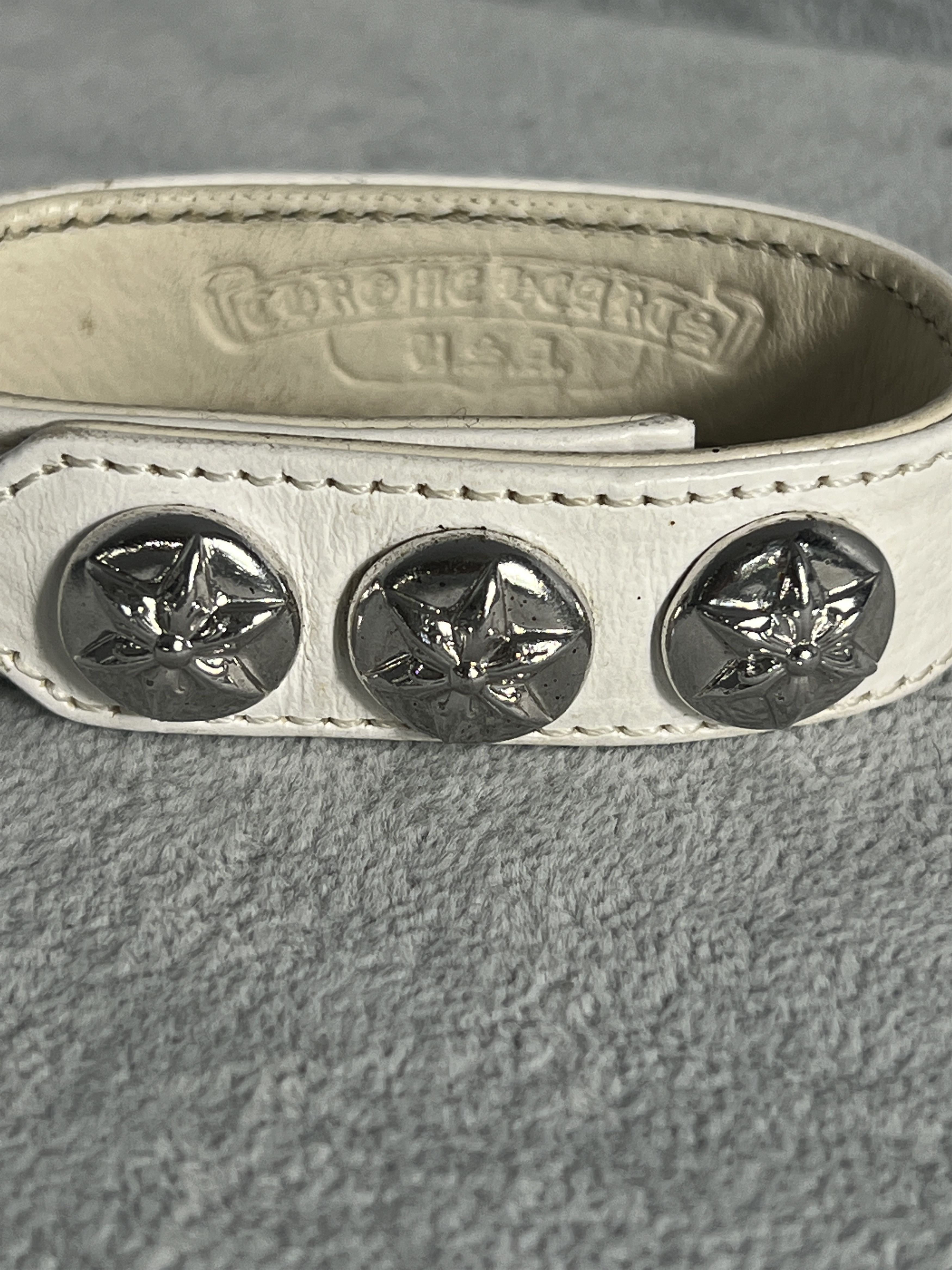 Chrome Hearts Chrome Hearts White Leather Bracelet 3 Star Stud 925 Size ONE SIZE - 2 Thumbnail